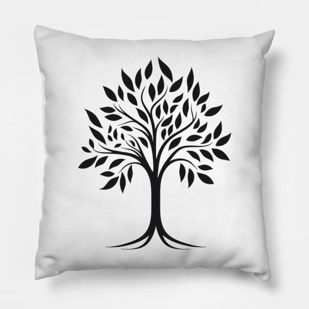 Elegant Deciduous Tree Silhouette Pillow by Greenbubble