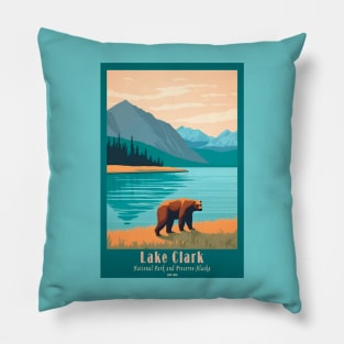 Lake Clark National Park Vintage Travel Poster Pillow