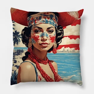 Cancun Mexico Vintage Poster Tourism 2 Pillow