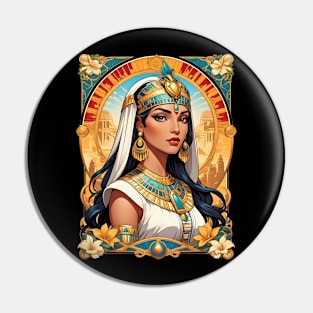 Cleopatra Queen of Egypt retro vintage floral design Pin