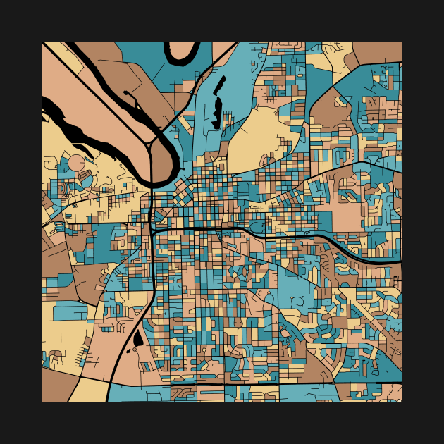 Montgomery Map Pattern in Mid Century Pastel by PatternMaps