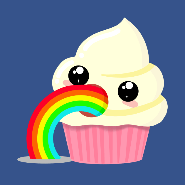 Kawaii Puking Rainbow Cupcake Emoji by LittleBunnySunshine