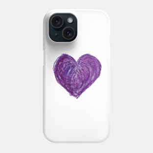 Purple Heart Drawn With Oil Pastels Phone Case