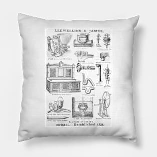 Llewellins & James - Sanitary Engineers - 1891 Vintage Advert Pillow