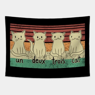 Un Deux Trois Cat Funny French Cat Tapestry