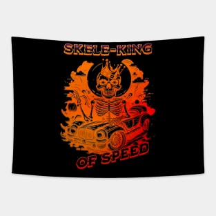 Skeleton Skele-King Of Speed Car Halloween Tapestry