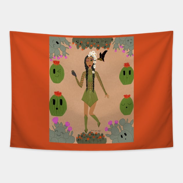 Sonoran Desert Cactus Faerie Tapestry by DebiCady