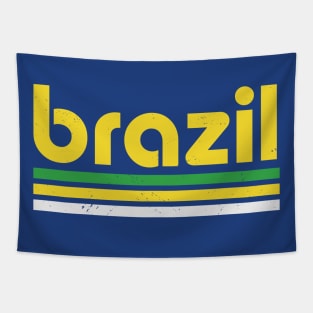 Retro Brazil Word Art // Proud Brazilian Vintage Grunge Tapestry