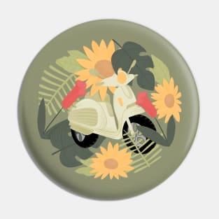 my scooter behind the flowers Pin