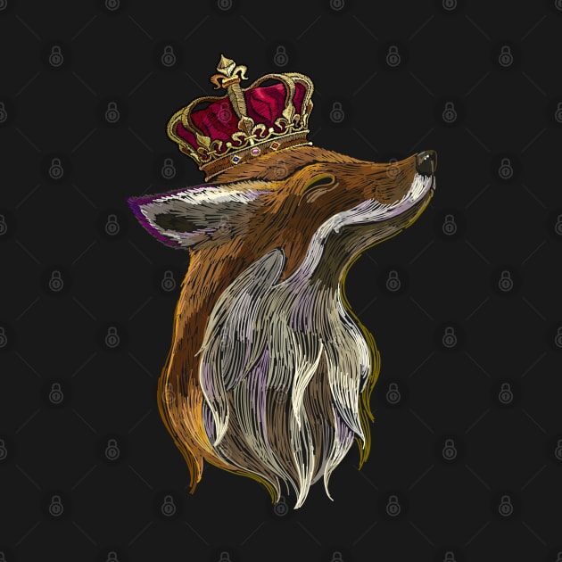 fox crown embroider by Mako Design 