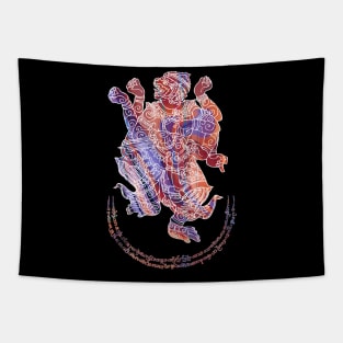 Hanuman Spiritual Sak Yant Colorful Abstract Design Tapestry