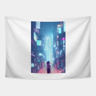 A Cute Girl in Tokyo Neon Japan <3 Tapestry