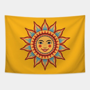 Decorative sun with female face Tapestry