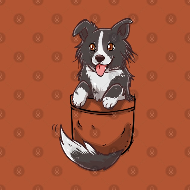 Pocket Cute Border Collie Dog T-Shirt by TechraPockets