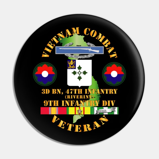 Vietnam Combat Infantry Veteran w 3rd Bn 47th Inf  (Riverine) - 9th ID SSI Pin by twix123844