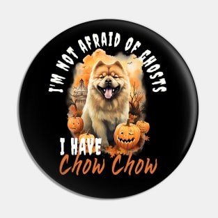 Chow Chow Dog Ghost Guardian Vintage Halloween Funny Pin