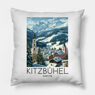 A Vintage Travel Illustration of Kitzbühel - Austria Pillow