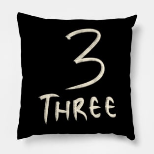 Hand Drawn Number Letter 3 Three Pillow