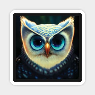 Owl Face with Big Blue Eyes Magnet