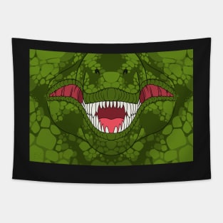 Green T-Rex Face Tapestry