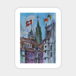 Watercolor Sketch - Saint Pierre Cathedral, Geneva 2014 Magnet