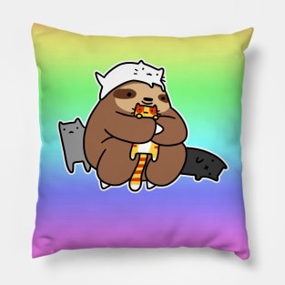 Sloth and Cats Pastel Rainbow Gradient Pillow