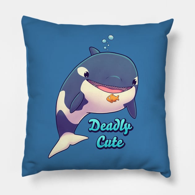 Deadly Cute Orca // Kawaii Whale, Sea Life, Animals Pillow by Geekydog