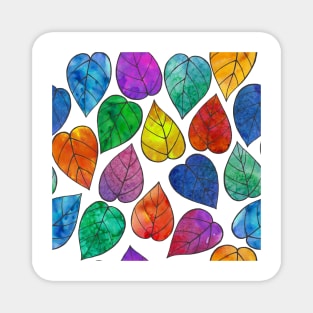 Vibrant summer leaves watercolor print Magnet