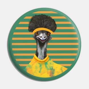 Whimsical Cheerful Emu Bird Pin
