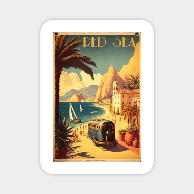 Red Sea Resort Vintage Travel Art Poster Magnet by OldTravelArt