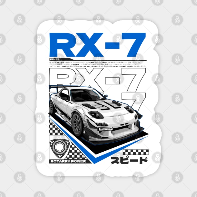 JDM LEGEND MAZDA RX7 FD3S -WHITE Magnet by HFP_ARTWORK