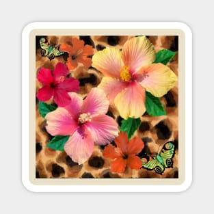 Cheetah Hibiscus Tropical Magnet