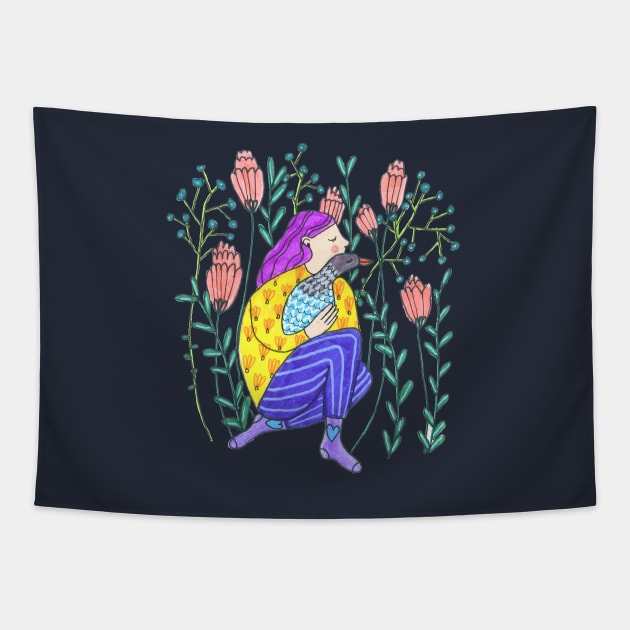 Among Flowers Tapestry by DoodlesAndStuff