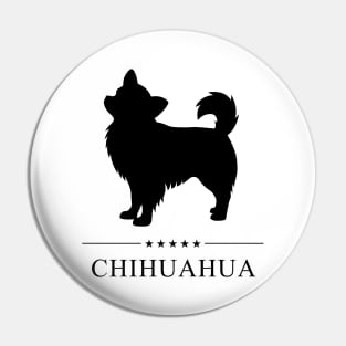 Long Haired Chihuahua Black Silhouette Pin