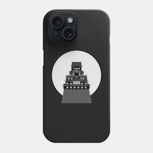 Himeji (rising sun) castle black and silver Phone Case