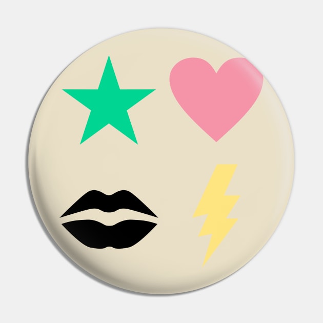 Star Love Lips Lightning Pin by Catherinebey