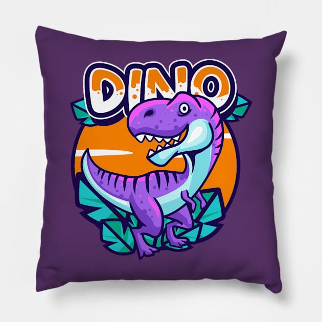 Cute Purple Dino Pillow by Harrisaputra