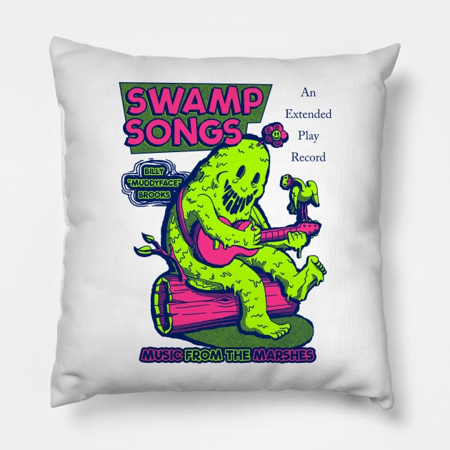 Swamp Songs - White/Neon Pillow by Meganpalmer