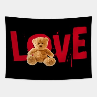 Love slogan with teddy bear Tapestry