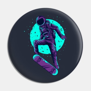 astronaut skateboarding on the space Pin