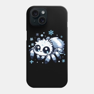 Cute white jumping spider in snowflakes Phone Case