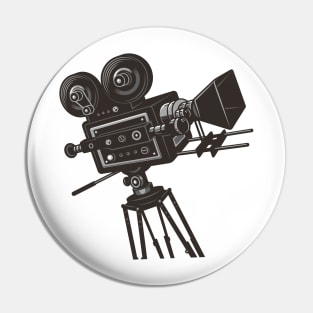 Black Retro Movie Camera Pin