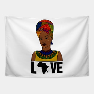 Love Africa, African Woman, Black Pride Tapestry