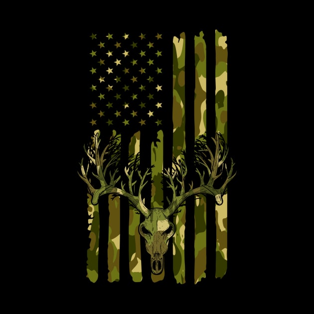 Camouflage Deer Hunting America Flag by NatalitaJK