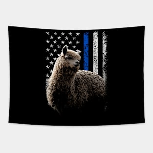 Llama American Flag Tee for Admirers of Andean Elegance Tapestry