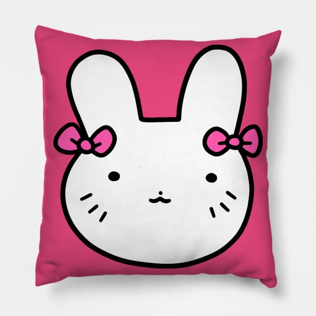 Bow Bunny Face Pillow by saradaboru