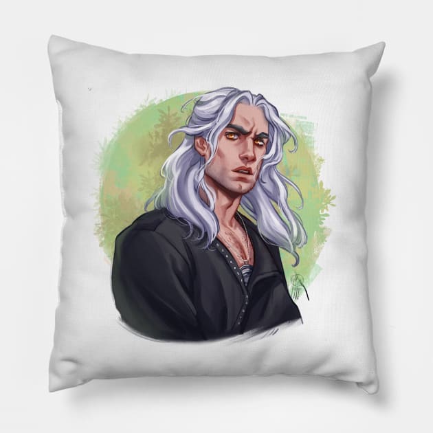 Geralt Of Rivia Pillow by Ithilnaur