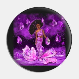 Mermaid in the rain, mermaid among raindrops falling into Water Pin