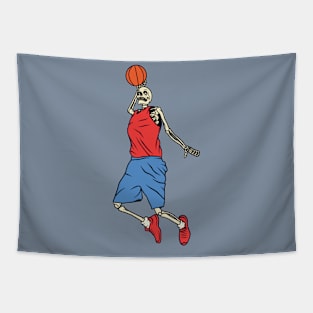 Skeleton Basketball Player Dunking Tapestry