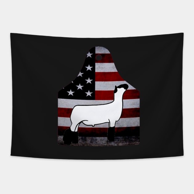 American Flag Ear Tag - Market Lamb 2 - NOT FOR RESALE WITHOUT PERMISSION Tapestry by l-oh